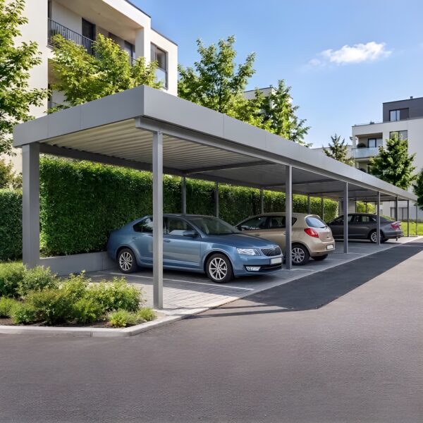 Carporty pro bytové a řadové domy: jednotné parkování pro celý projekt